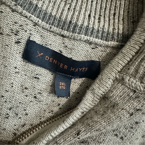 Denver Hayes Men's Speckled Grey Quarter-Zip Sweater Cozy Size 2XL NWT - Picture 9 of 11